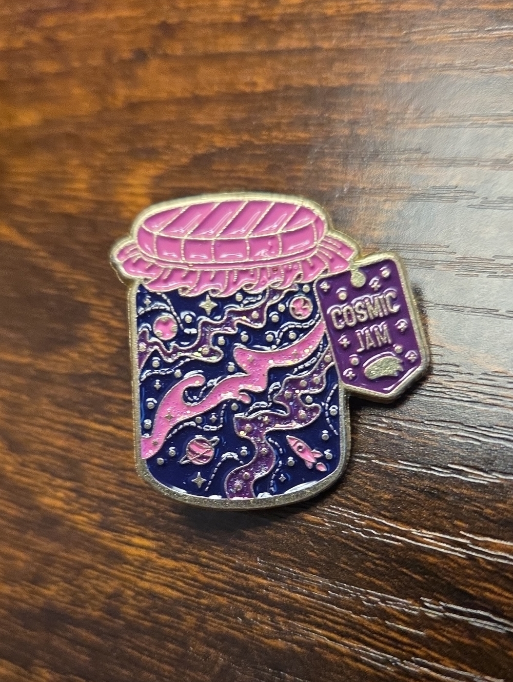 Cosmic Jam Enamel Pin - Pink & Purple Space Jar